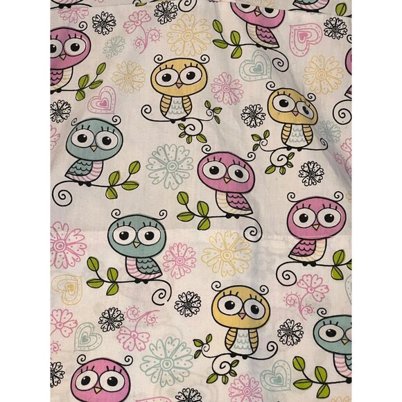 Divine Scrubs JDM Uniforms Owl Print Scrub Top For Women M Cotton Blend Pockets - Picture 5 of 16